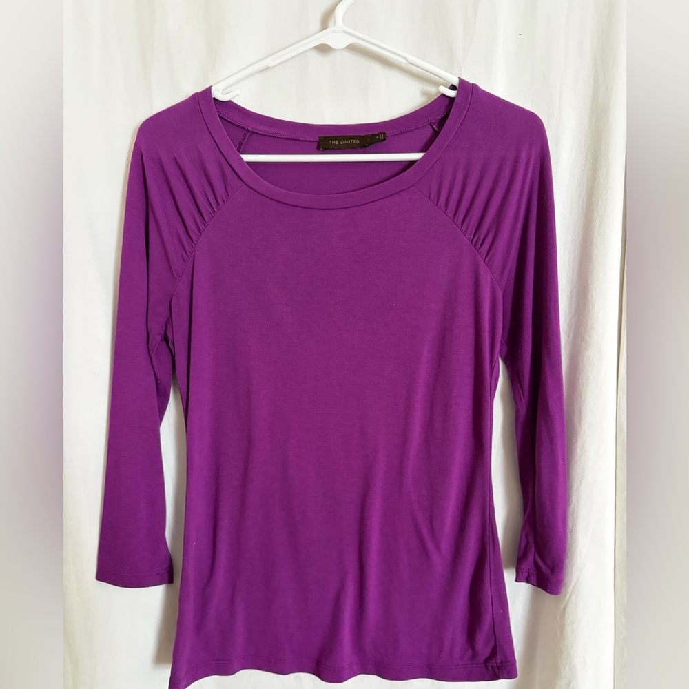 The Limited 3/4 Sleeve Purple Women’s Casual Top Size Small Rayon Polyester